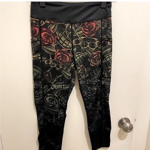 Floral Black Leggings